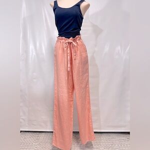 HARVE BENARD Peach Linen drawstring waist pants size 12.‎